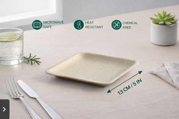 5″ Square Snack Plate (1 Carton / 300 Plates)